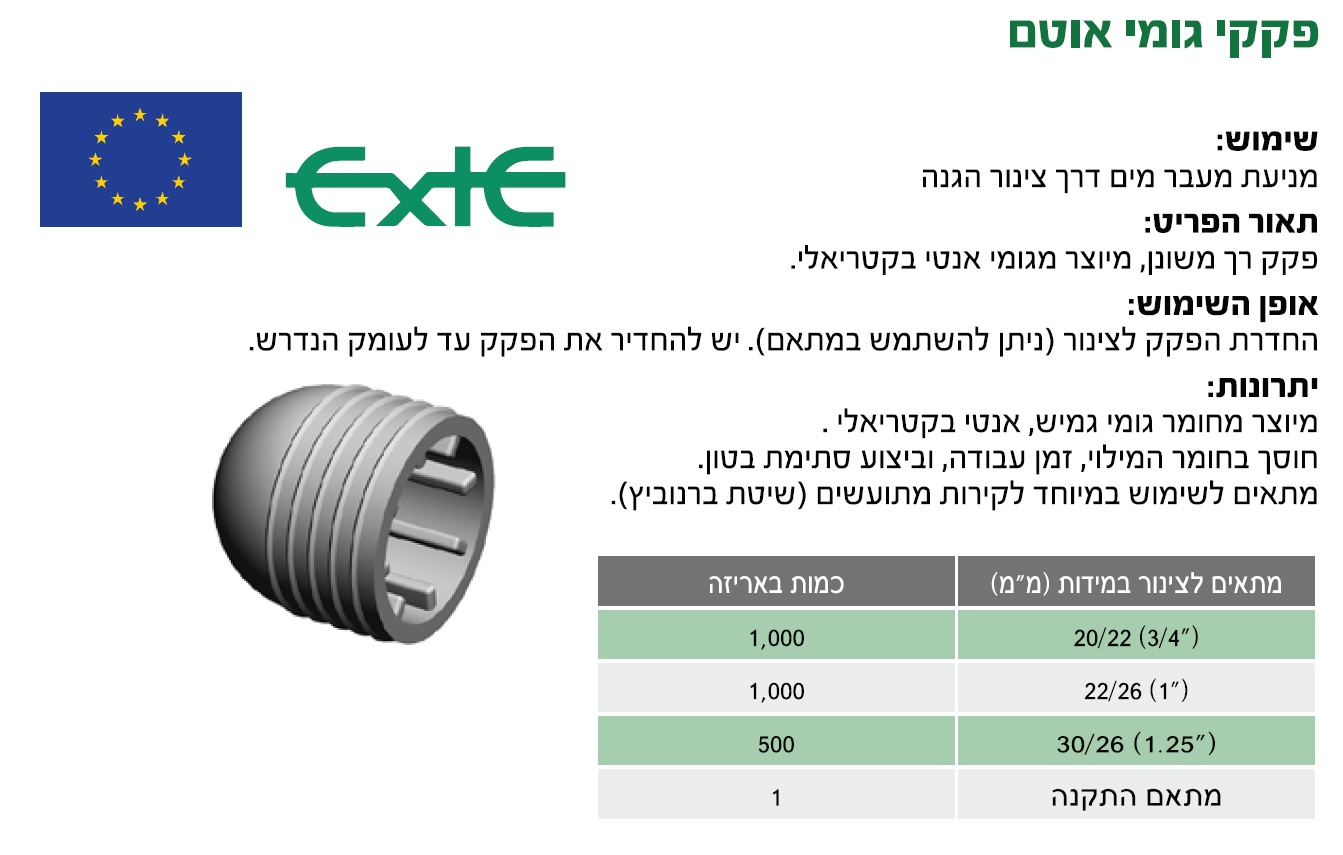 פקק אטם P.V.C גמיש 22 מ"מ יח' — מידות ופרטים