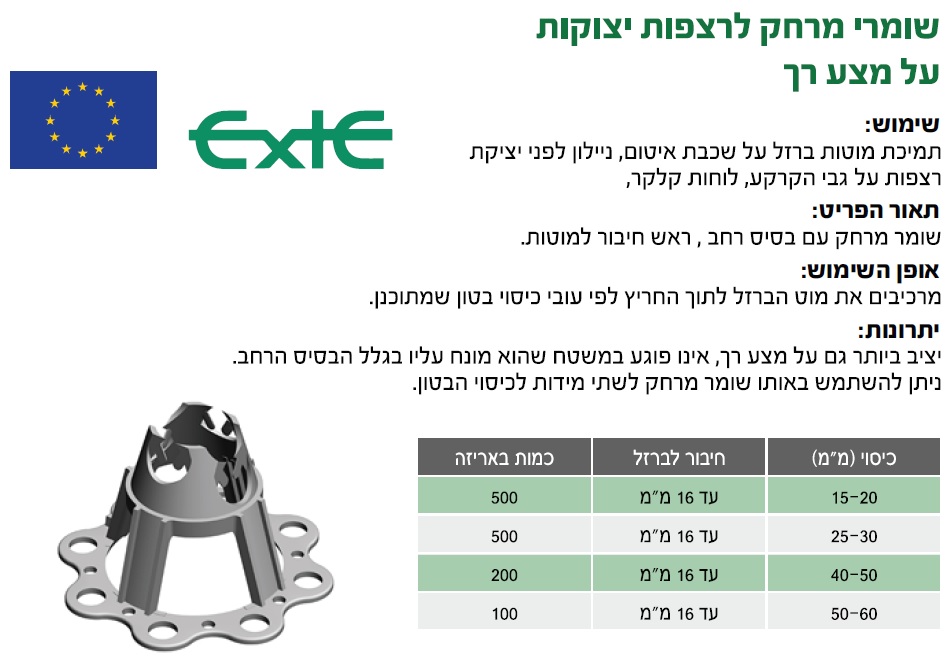 שומר מרחק לרצפות יצוקות על מצע רך גובה 30-40 — מידות ופרטים