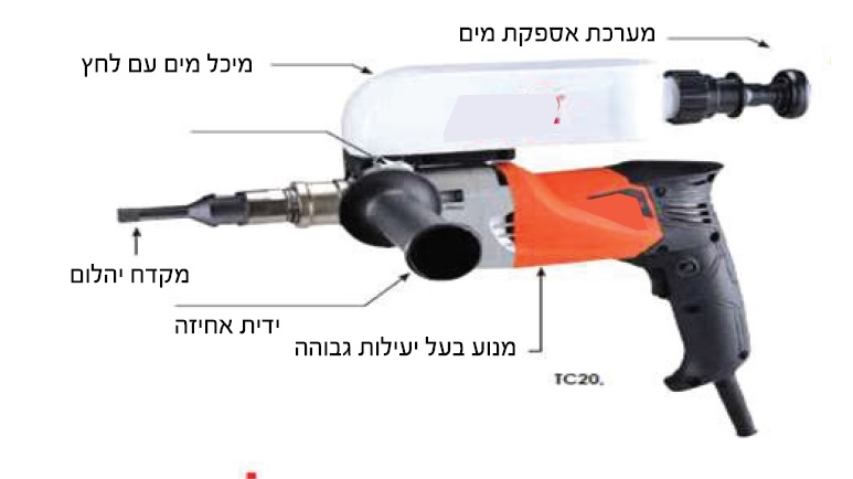 מקדחת יהלום 7500 TC20 סל"ד+ מיכל מים וצינור