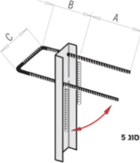 סוג 5: מידות הקוץ A, ‏B, ‏C